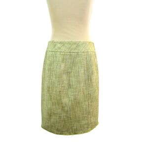 ANN TAYLOR 0 XS SKIRT Sage Green Cotton Tweed Pleated Church Office Classic